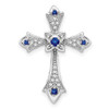 14k White Gold Sapphire and Diamond Fleur de Lis Cross Slide