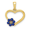 10k Yellow Gold Diamond and Sapphire Heart w/Flower Pendant