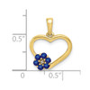 10k Yellow Gold Diamond and Sapphire Heart w/Flower Pendant