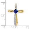 10k Yellow Gold w/Rhodium Lab-Created Sapphire and Diamond Cross Pendant