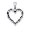 14K White Gold Diamond and Sapphire Heart Pendant