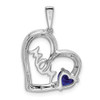 14k White Gold Sapphire and Diamond Mom Heart Pendant