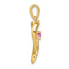 14k Yellow Gold Lab-Created Pink Sapphire And Diamond Heart Pendant 7005