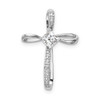 14k Yellow Gold And Rhodium Lab Created Emerald And Diamond Cross Pendant