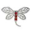 Sterling Silver Rhodium-plated Garnet Dragonfly Pendant