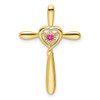 10k Yellow Gold Pink Tourmaline Cross w/Heart Slide Pendant