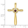 10k Yellow Gold Rhodolite Garnet Cross w/Heart Slide Pendant