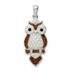 Sterling Silver Simulated Pearl and Preciosa Crystal Owl Pendant