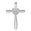 10k White Gold White Topaz Cross w/Heart Slide Pendant