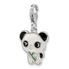 Sterling Silver Rhodium-plated Enameled Panda w/Lobster Clasp Charm