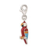 Rhodium-Plated Sterling Silver 3-D Enameled Parrot w/Lobster Clasp Charm