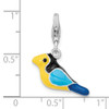 Rhodium-Plated Sterling Silver 3-D Enameled Bird w/Lobster Clasp Charm