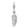 Sterling Silver Polished Feather w/Lobster Clasp Charm