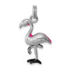 Sterling Silver Rhodium-plated Enamel Flamingo Charm