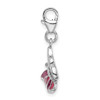 Sterling Silver Pink and White Enameled Butterfly w/ Lobster Clasp Charm