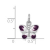 Sterling Silver Rhodium-plated Enameled Purple Butterfly Charm