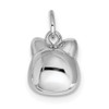 Sterling Silver Rhodium-Plated Antiqued Cat Head Charm