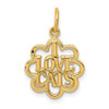 14k Yellow Gold I Love Cats Charm