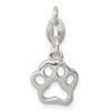Sterling Silver Polished Paw Print Charm