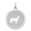 Sterling Silver Rhodium-plated Siberian Husky Disc Charm