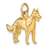 14k Yellow Gold Solid Polished 3-D German Shepherd Charm