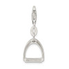 Sterling Silver Small Polished Horse Stirrup w/Lobster Clasp Charm
