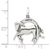 Sterling Silver Antiqued Horse In Horseshoe Charm