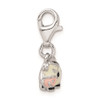 Rhodium-Plated Sterling Silver Enameled Cow w/Lobster Clasp Charm