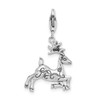 Sterling Silver 3-D Polished Reindeer w/Lobster Clasp Charm