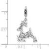 Sterling Silver 3-D Polished Reindeer w/Lobster Clasp Charm