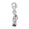 Sterling Silver Polished and Enameled 3D Cow Charm