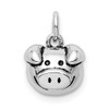 Sterling Silver Rhodium-Plated Antiqued Pig Head Charm