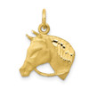 10k Yellow Gold Solid Satin Horsehead w/Reins Charm