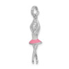 Sterling Silver Rhodium-plated Enamel Ballerina Charm