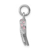 Sterling Silver Rhodium-plated Enameled Pink Ribbon Charm
