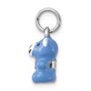 Sterling Silver Rhodium-plated Blue Enamel Teddy Bear Charm