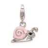 Sterling Silver Enamel Pink Snail w/Lobster Clasp Charm