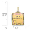 14k Yellow Gold Enameled Pink Engravable Birth Certificate Charm A0363/P