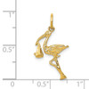 14k Yellow Gold Solid 3-Dimensional Stork Charm