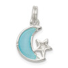 Sterling Silver Blue Enameled Moon & Star Charm