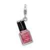 Sterling Silver 3-D Enameled Pink Nailpolish Bottle w/Lobster Clasp Charm