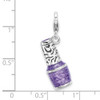 Sterling Silver 3-D Enameled Purple Nailpolish Bottle w/Lobster Clasp Charm