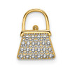 14k Yellow Gold w/ Rhodium 2-D Textured and Polished Purse Charm