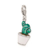 Sterling Silver 3-D Enameled Potted Green Cactus w/Lobster Clasp Charm