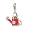 Sterling Silver 3-D Enameled Red Watering Can w/Lobster Clasp Charm