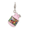 Sterling Silver Enameled 3-D Candy Jar w/Lobster Clasp Charm