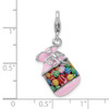 Sterling Silver Enameled 3-D Candy Jar w/Lobster Clasp Charm