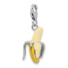 Sterling Silver Enameled 3-D Peeled Banana w/Lobster Clasp Charm