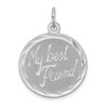 Sterling Silver Rhodium-plated My Best Friend Disc Charm
