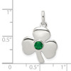 Sterling Silver Clover w/Green Glass Charm